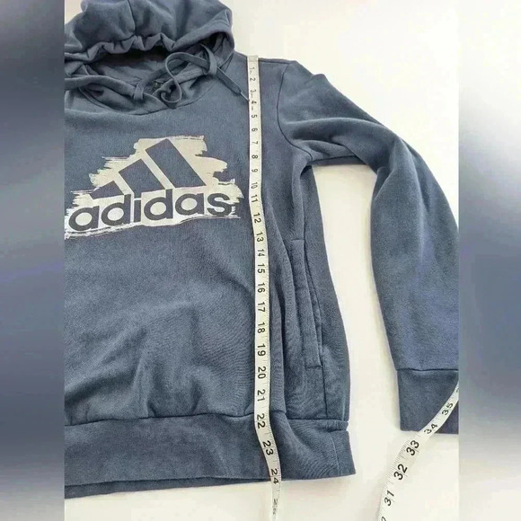 Adidas XS 4-6 Blue And Gray Pull Over Hoodie Warm Inside - Picture 8 of 9